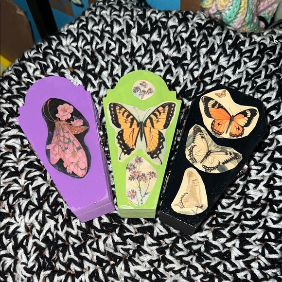 Butterfly Design Decorative Accents - Purple, Green (black sold) - Picture 2 of 9